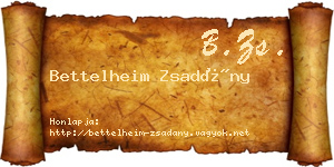 Bettelheim Zsadány névjegykártya